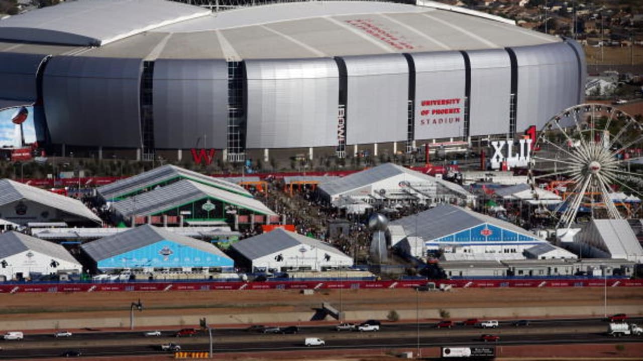 An NFL shop is open during the Super Bowl Experience in Phoenix