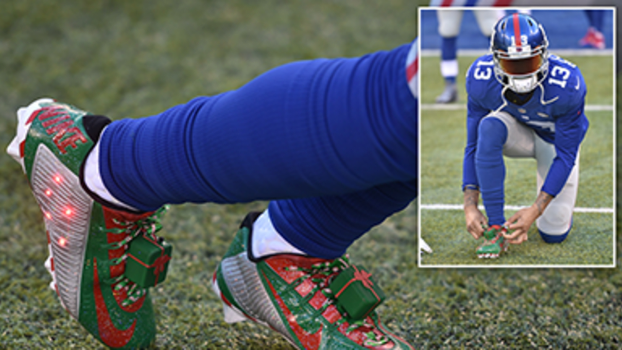 Odell Beckham Jr. Grinch-Inspired Nike Cleats Closer Look