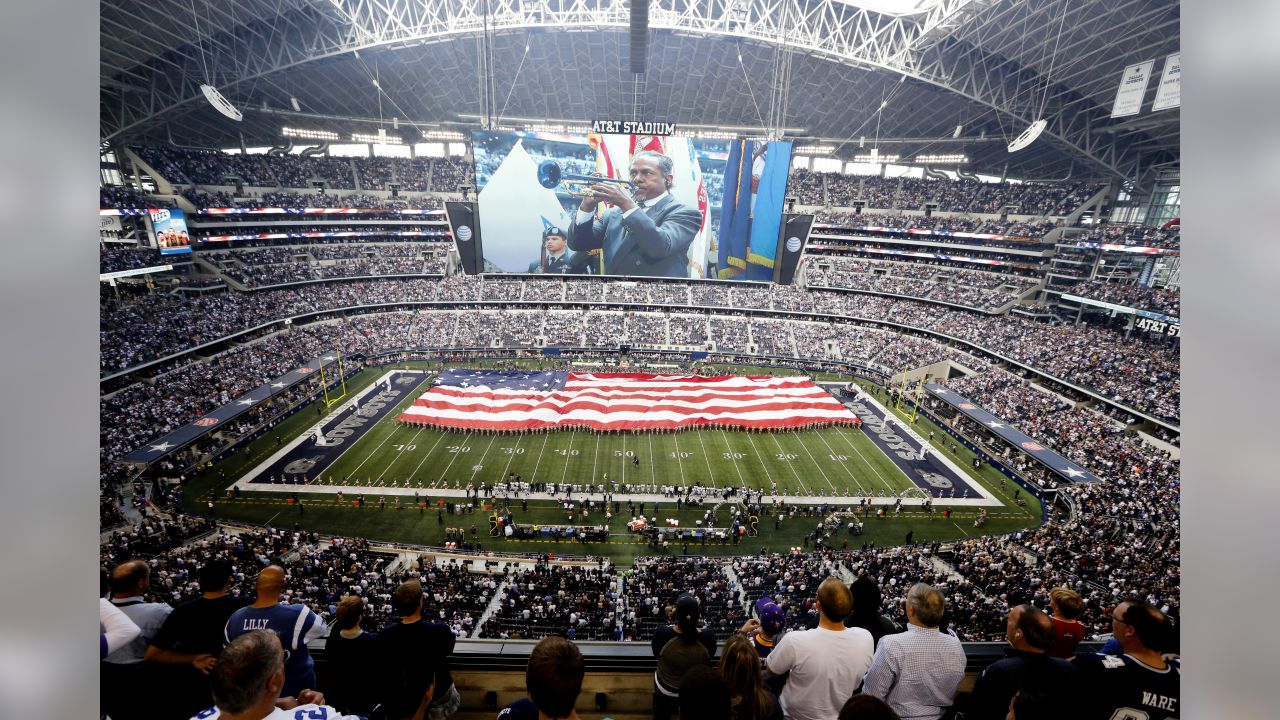 Salute to Service on the field at AT&T Stadium prior to an NFL