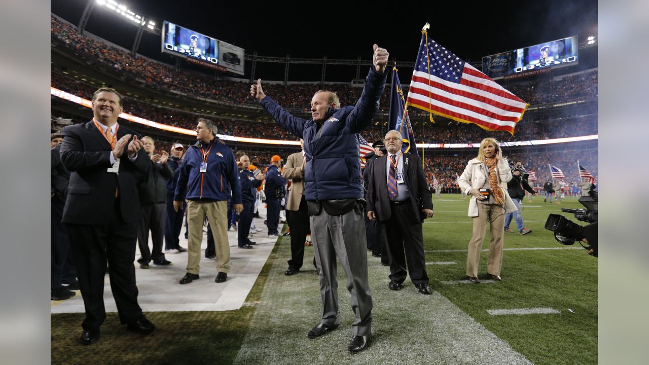 Denver Broncos owner Pat Bowlen sports one of his Super Bowl rings