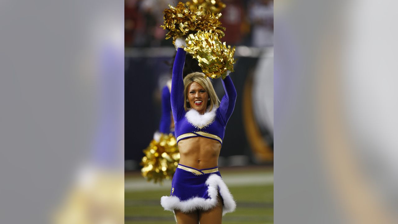 A general view of a St. Louis Rams cheerleader shaking her pom