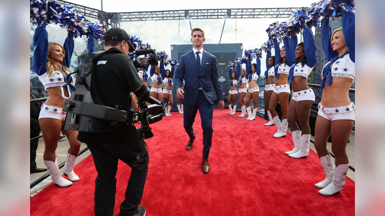 Drone footage of NFL Draft Red Carpet Stage taking shape on