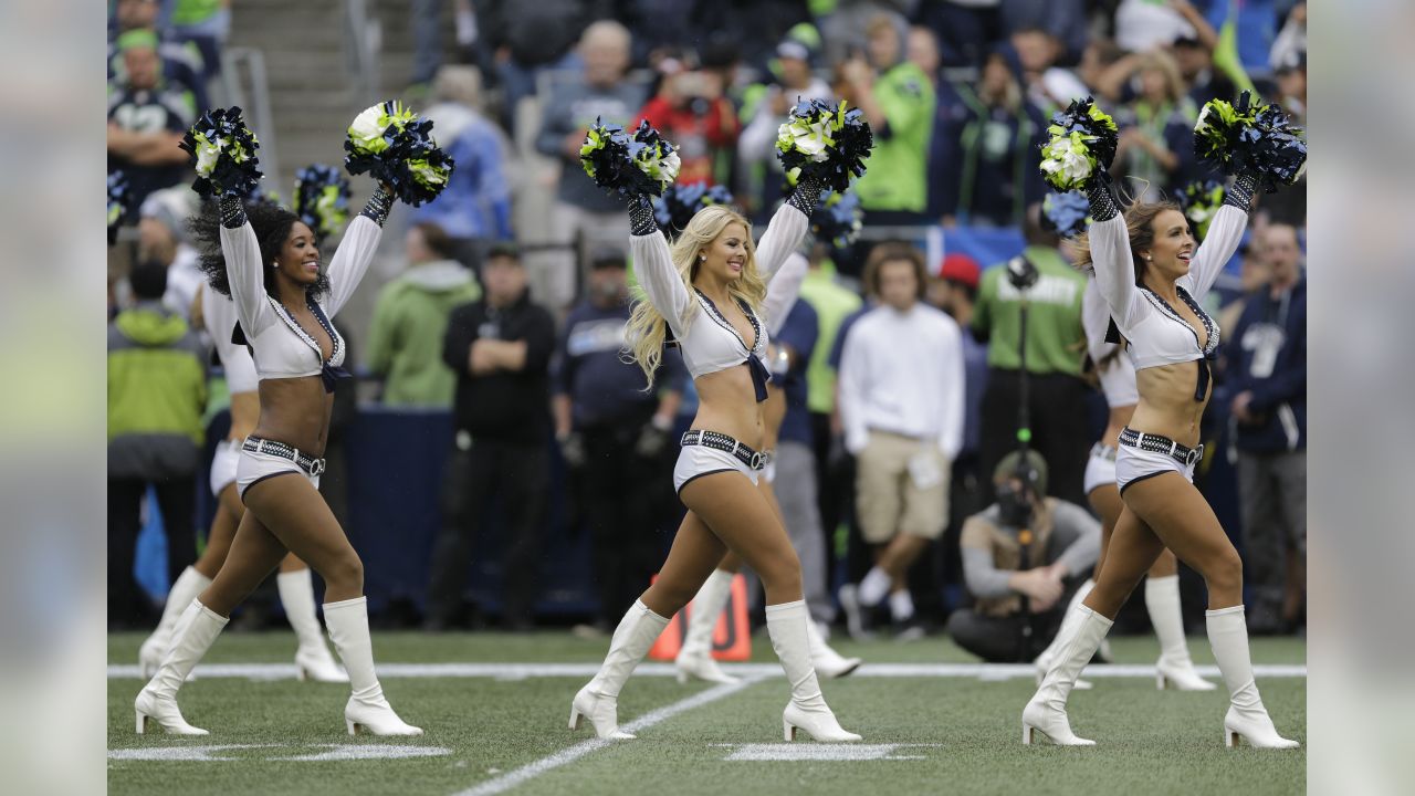 Oakland Raiders cheerleaders perform during the first half of an NFL  football game between the …