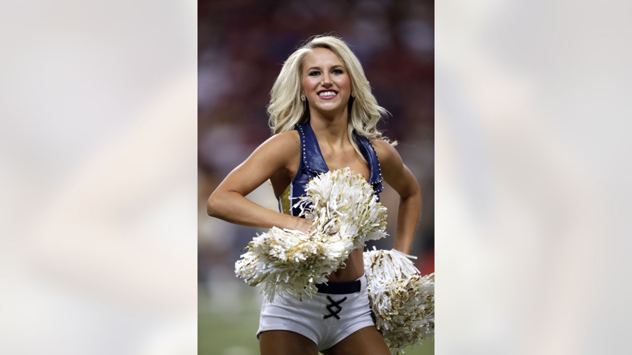 The Las Vegas Raiderettes perform during an NFL preseason football game  against the Seattle Sea …