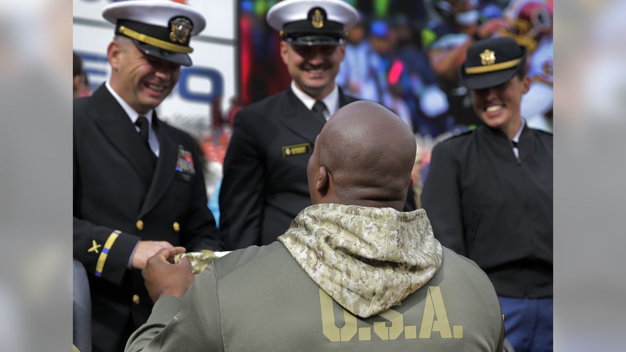 NFL Salute to Service) Minnesota Vikings honors WWII veterans. 