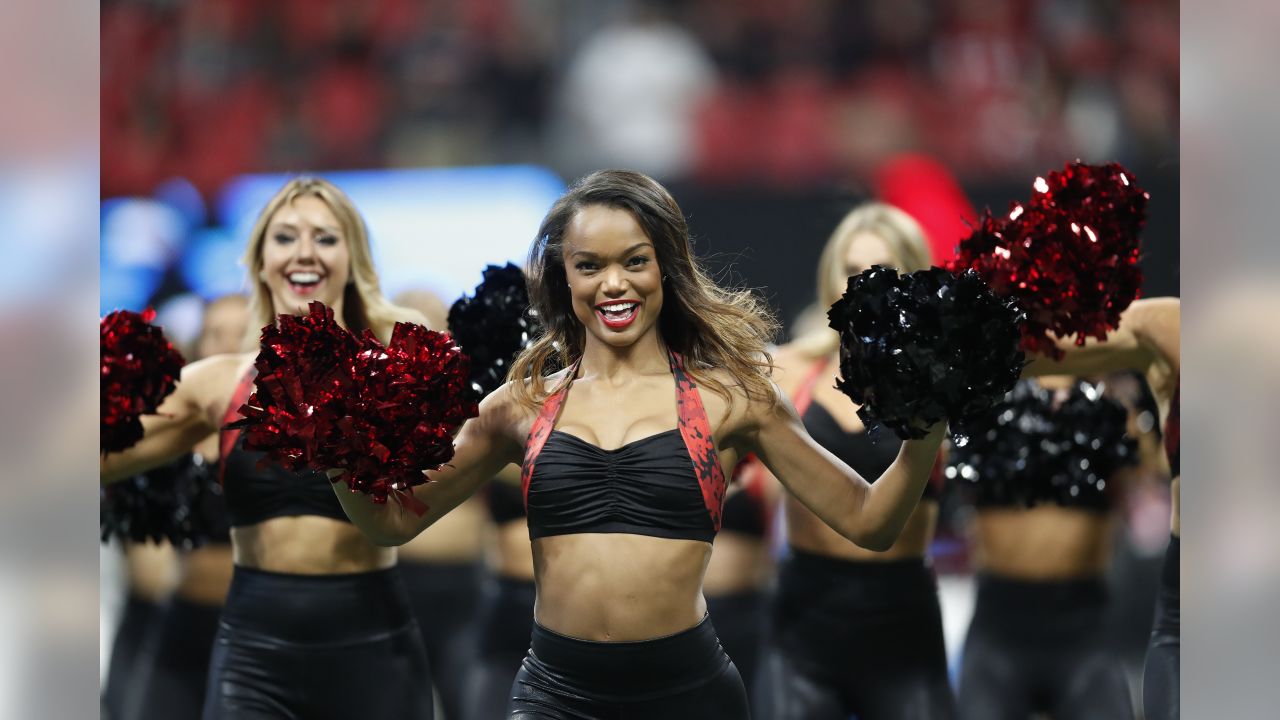 Atlanta Falcons cheerleaders perform during the first half of an