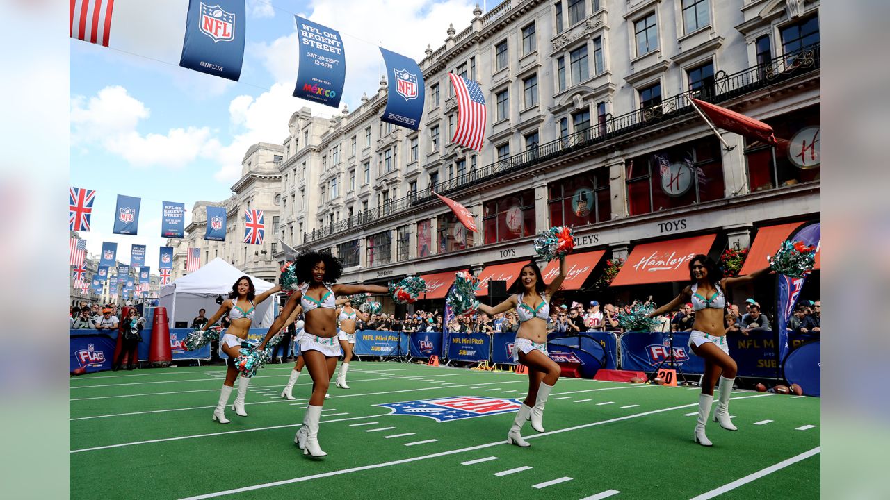 Jacksonville Jaguars cheerleaders perform at NFL on Regent Street