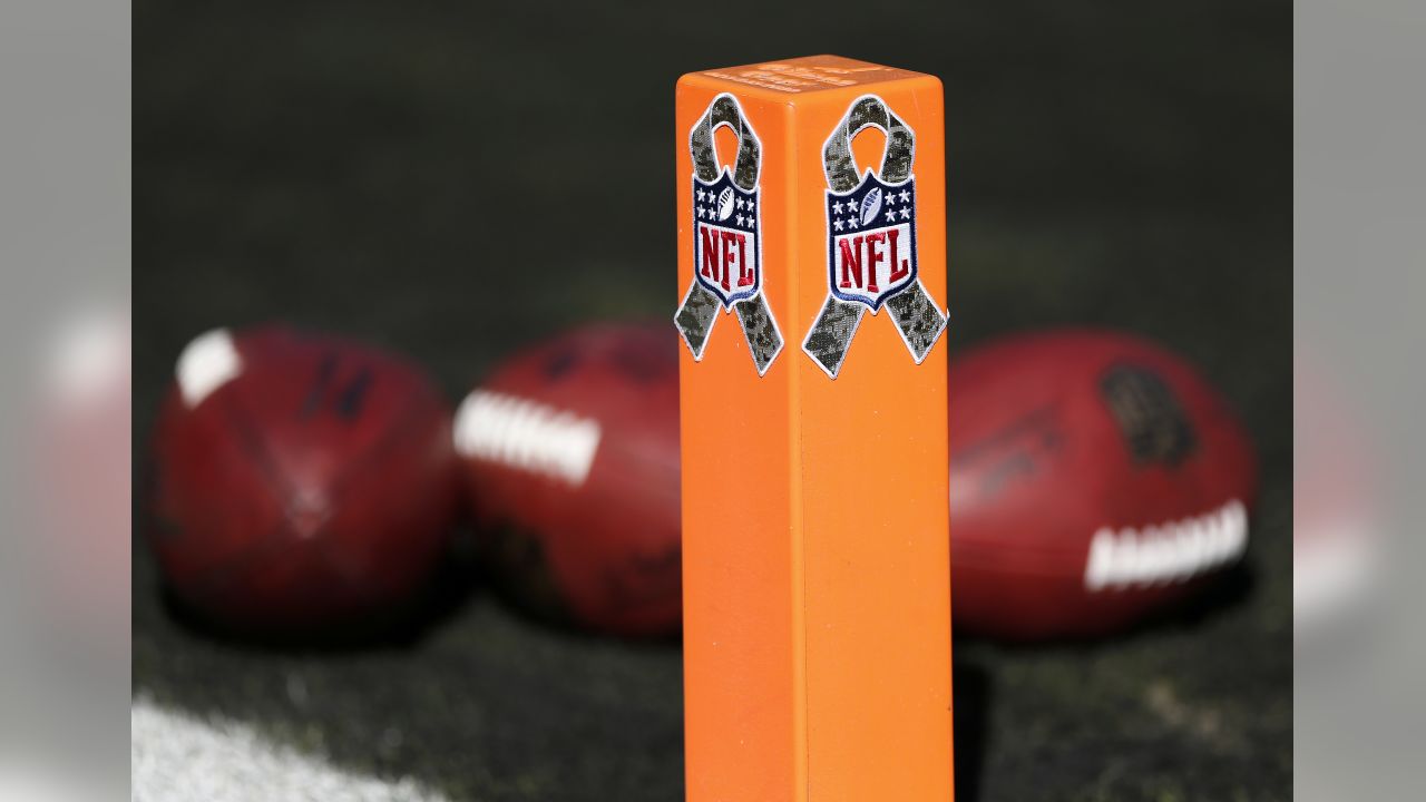 U.S. Military recruits are sworn in during halftime on Salute to Service  military appreciation day at an NFL football game between the Jacksonville  Jaguars and the Las Vegas Raiders, Sunday, Nov. 6