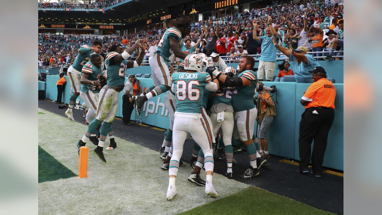 Miami Dolphins tight end Hunter Long (84) walks on the sidelines during a  NFL football game against the New York Jets, Sunday, Dec. 19, 2021, in Miami  Gardens, Fla. (AP Photo/Doug Murray