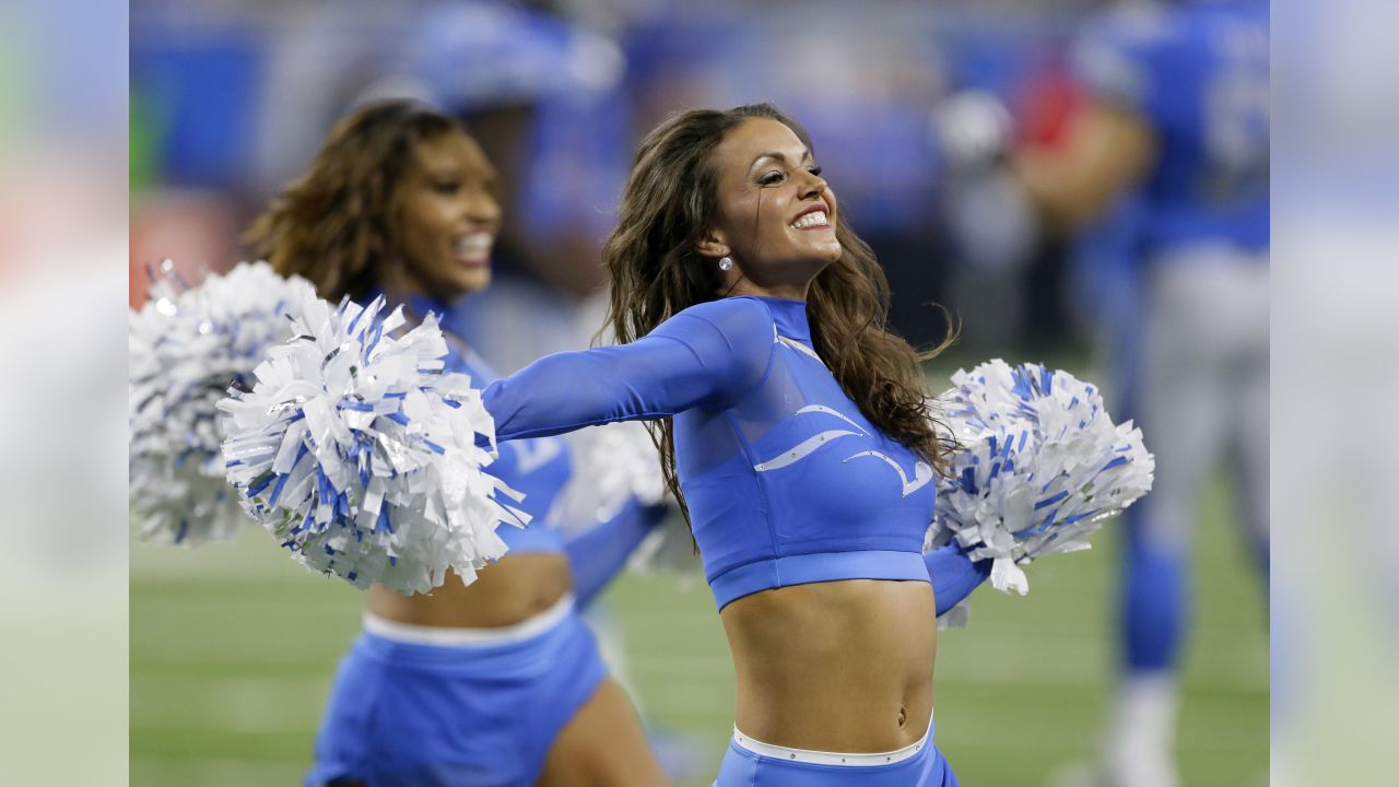 Detroit Lions cheerleaders performs during an NFL football game