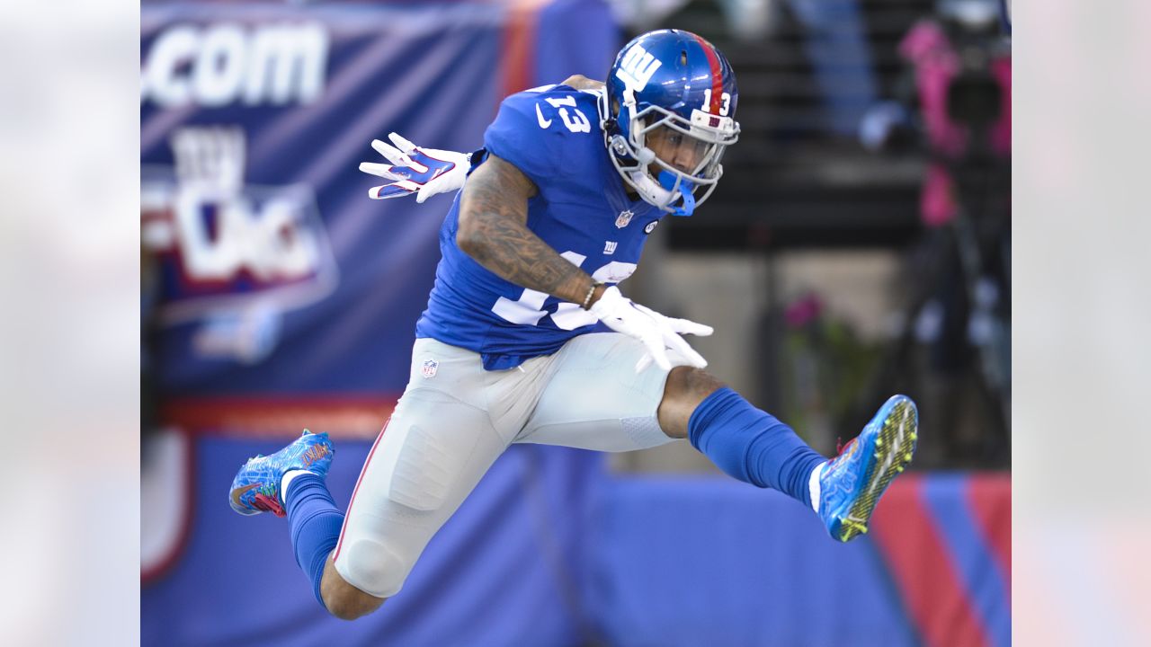 New York Giants wide receiver Odell Beckham (13) runs after making a catch  during the second half of an NFL football game against the Detroit Lions  Sunday, Dec. 18, 2016, in East