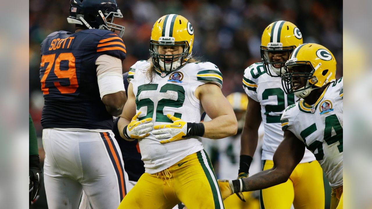 Clay Matthews of the Green Bay Packers celebrates after recording