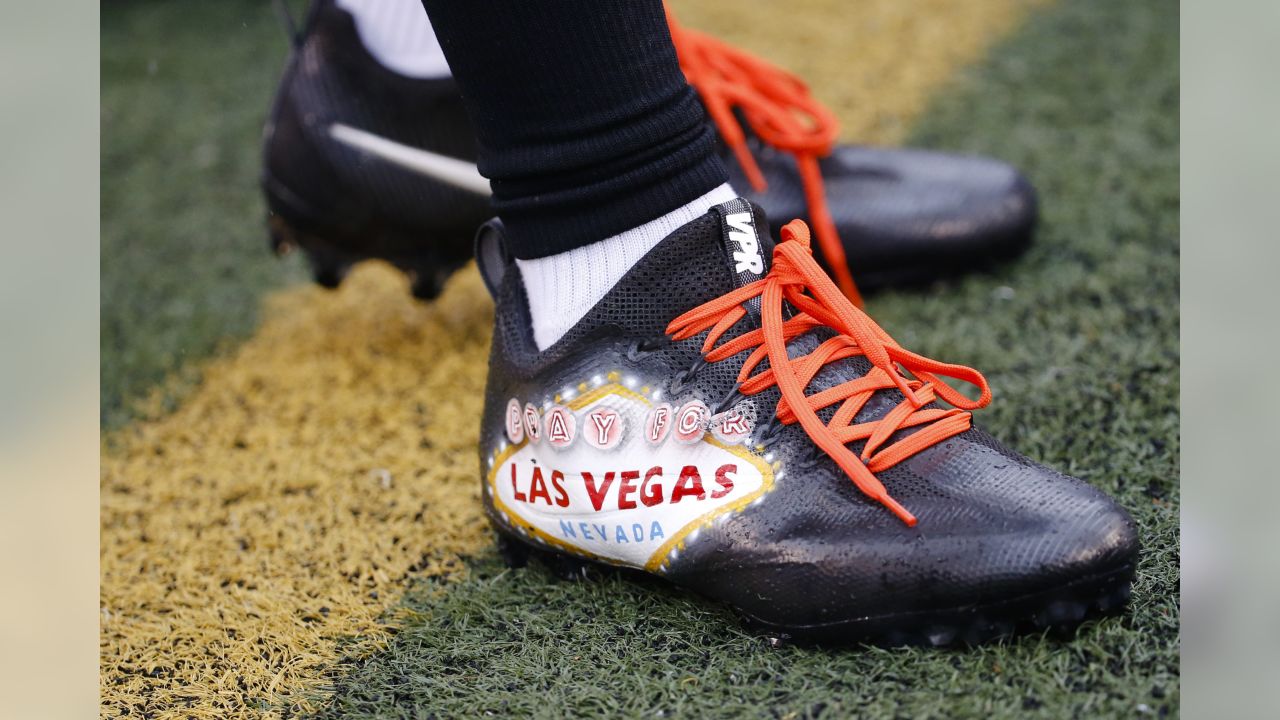Bengals cornerback sports cleats that are Vegas Strong