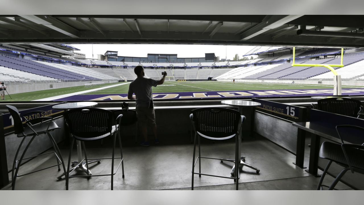 Renovated Husky Stadium, but where's the helmet car? 