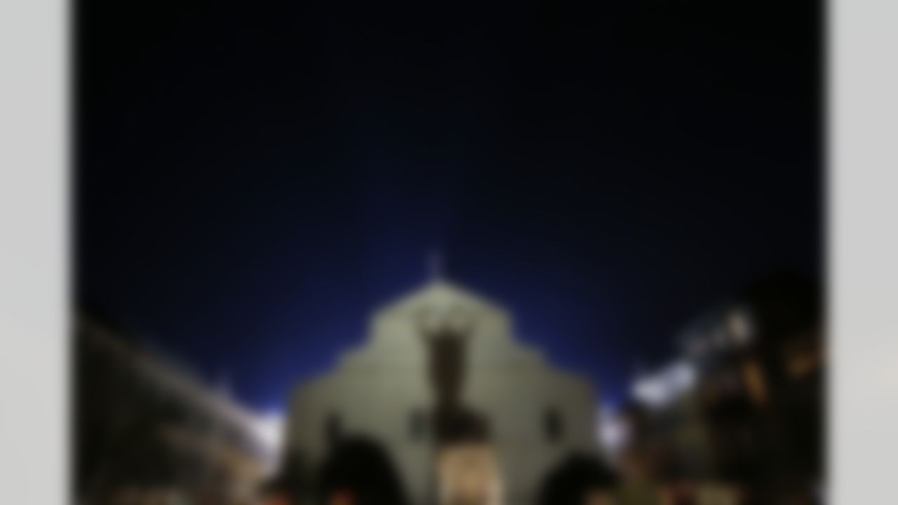 A statue of Jesus Christ casts a shadow on the wall of St. Louis Cathedral in the French Quarter of New Orleans, Friday, Feb. 1, 2013. The city will host NFL football's Super Bowl XLVII between the San Francisco 49ers and the Baltimore Ravens, Sunday. (AP Photo/Jae C. Hong)