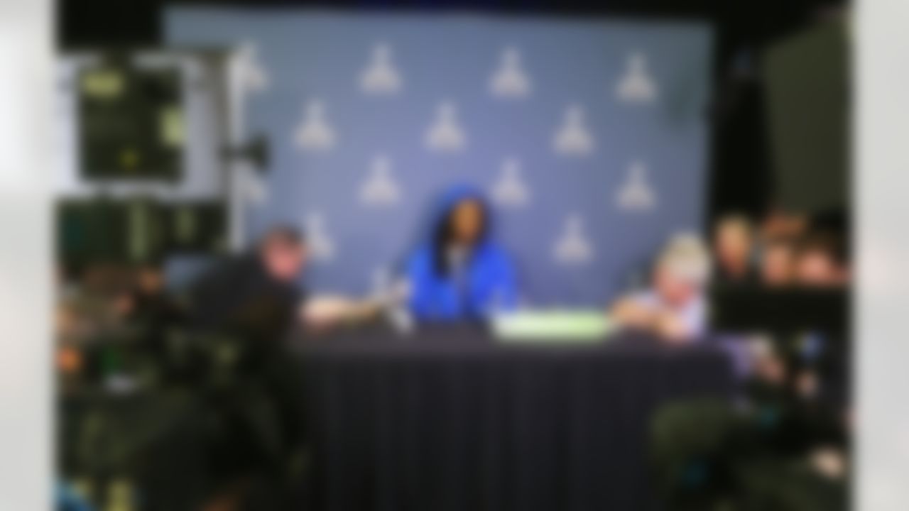 Seattle Seahawks cornerback Richard Sherman during a press conference for Super Bowl XLIX at the Arizona Grand Resort on Sunday, January 25, 2015 in Phoenix, AZ. (Ben Liebenberg/NFL)