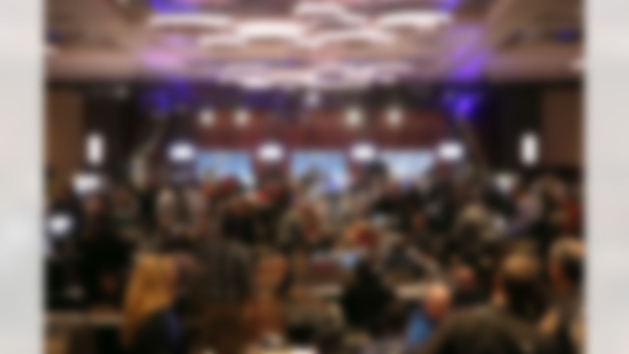 A general view of Radio Row at the Super Bowl XLVIII media center in the Sheraton Hotel on Wednesday, January 29, 2014 in New York, NY. (Ben Liebenberg/NFL)