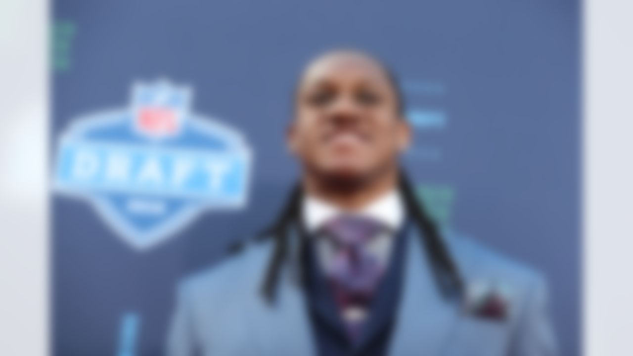 Virginia Tech's Tremaine Edmunds poses for photos.