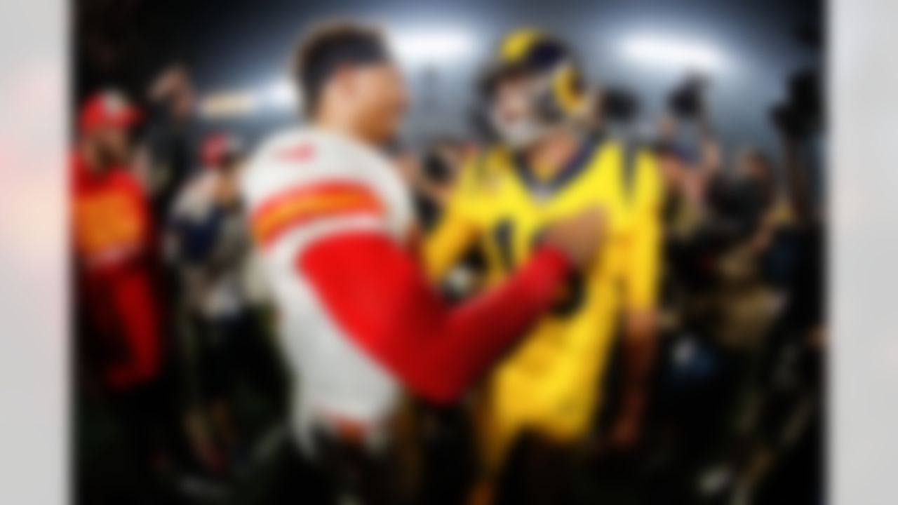 A showdown initially set to take place in Estadio Azteca was instead moved to Los Angeles Memorial Coliseum at a week's notice. It was the first game in NFL history in which both teams scored more than 50 points. The Rams and Chiefs combined for 14 total touchdowns (second-most in NFL history), 105 points, 1,001 total yards and 827 pass yards. Patrick Mahomes and Jared Goff each threw for more than 400 yards and at least four touchdowns. This game was the best regular-season game according to Adam Rank's NFL's top 10 games of the 2018 regular season.