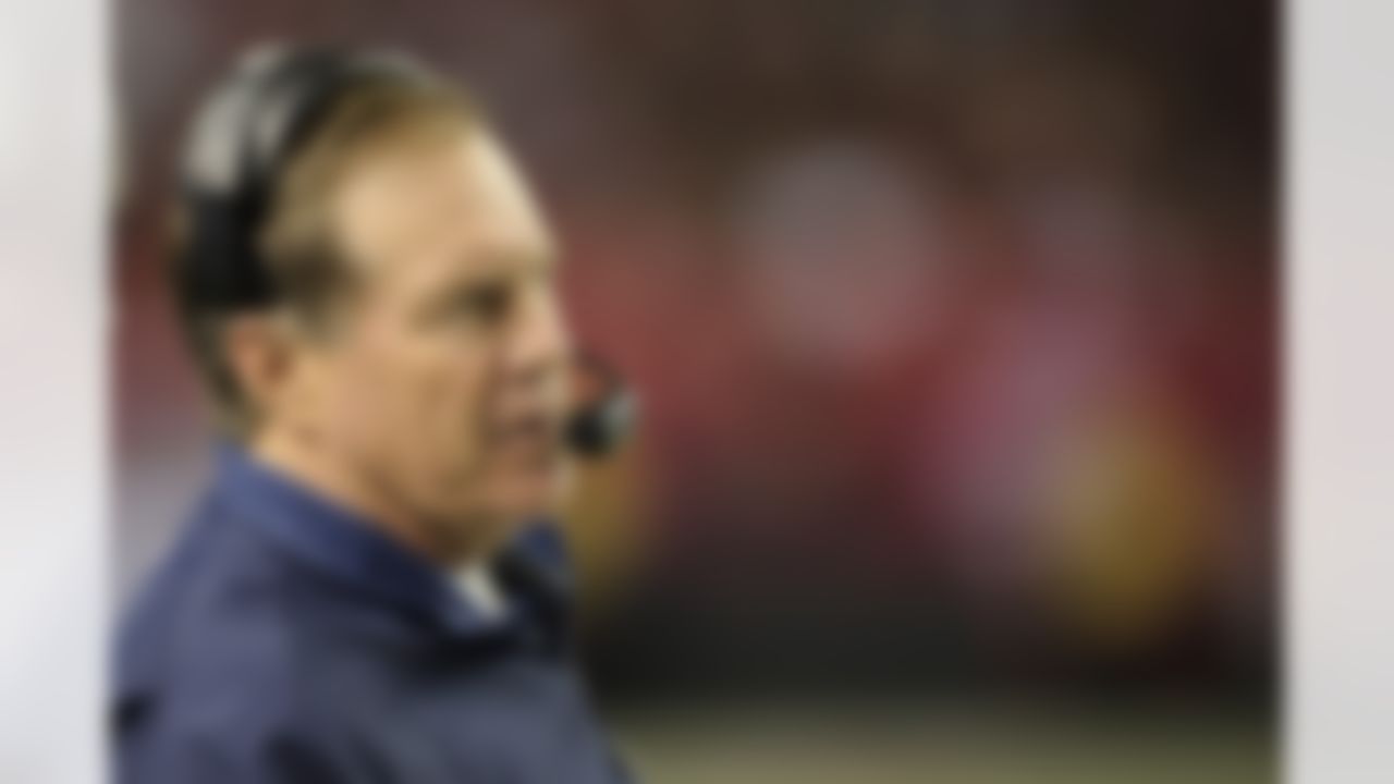 New England Patriots head coach Bill Belichick looks on during an NFL football game against the Atlanta Falcons on Sunday, September 29, 2013 in Atlanta. The Patriots won 30-23. (AP Photo/Paul Abell)