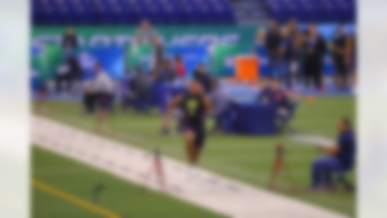 North Carolina State defensive lineman Bradley Chubb runs the 40-yard dash during the 2018 NFL Scouting Combine on Sunday, March 4, 2018 in Indianapolis.