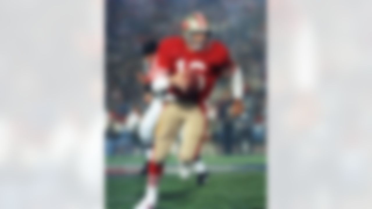 San Francisco 49ers quarterback Joe Montana (16) shown during Super Bowl XIX at Stanford Stadium in Stanford, CA on January 20, 1985. (Associated Press)
