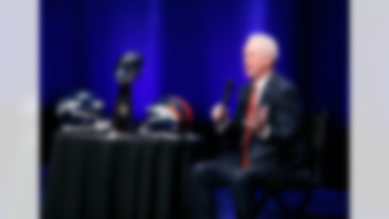 Denver Broncos head coach John Fox speaks during a press conference at the Rose Theater on Friday, January 31, 2014 in New York, NY. (Perry Knotts/NFL)