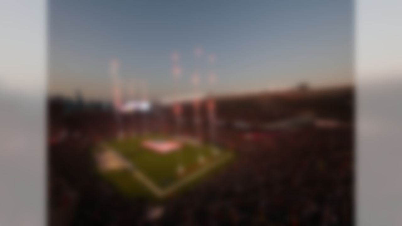 A general view of Soldier Field as players run onto the field prior to an NFL football game between the Chicago Bears and the Green Bay Packers, Thursday, Sept. 5, 2019 in Chicago. Green Bay won 10-3.