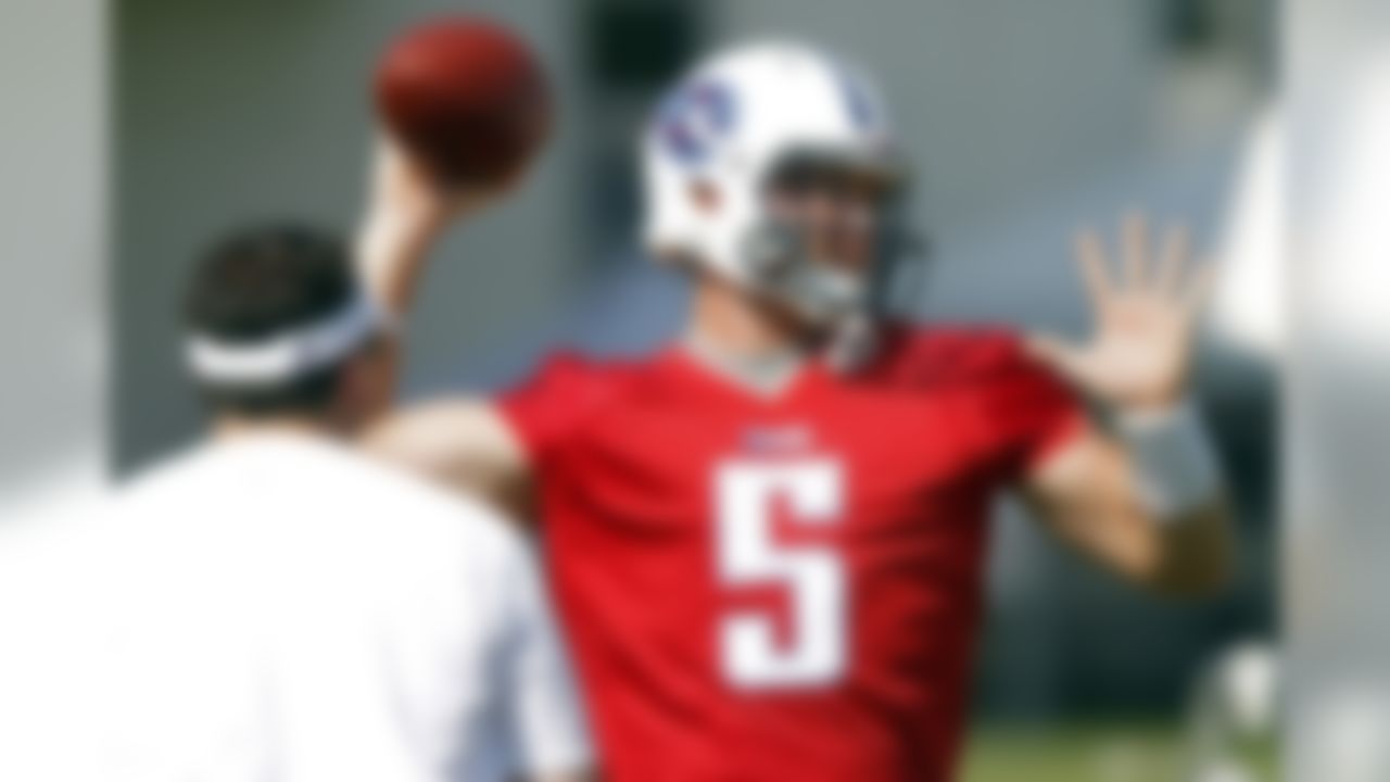 Tennessee Titans quarterback Nick Stephens throws during training camp at Titans' headquarters Saturday, July 28, 2012 Nashville, Tenn. (AP Photo/Wade Payne)