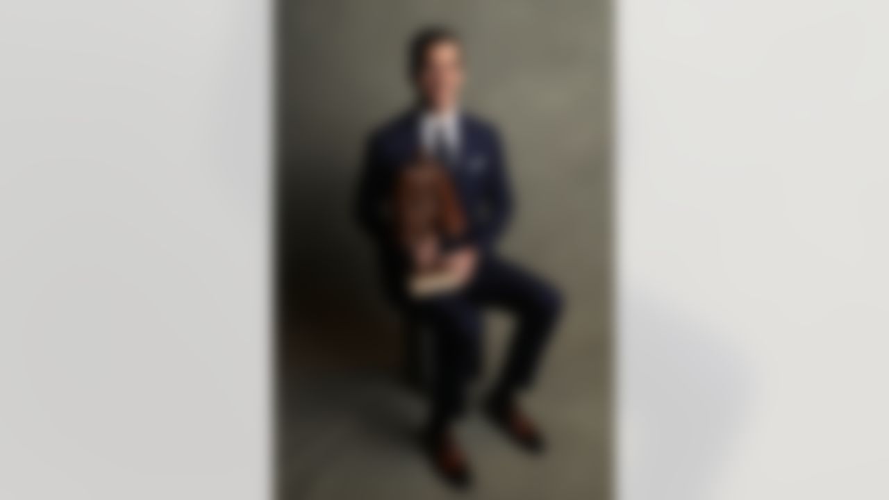 New York Giants quarterback Eli Manning poses for a photo with the Walter Payton NFL Man of the Year award during the 6th annual NFL Honors award show at the Wortham Theater Center on Saturday, Feb. 4, 2017 in Houston. (Ben Liebenberg/NFL)