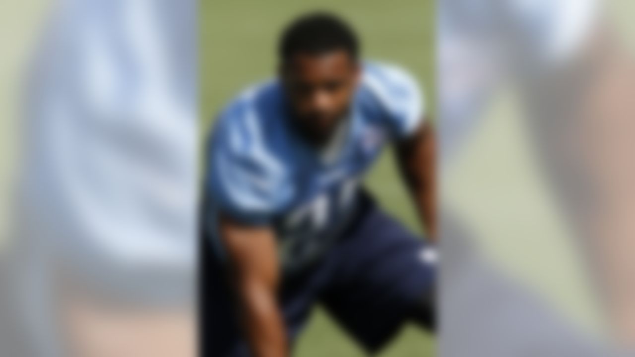 Tennessee Titans Ryan Mouton during an NFL football practice at Titans' headquarters Saturday, July 28, 2012 Nashville, Tenn. (AP Photo/Wade Payne)