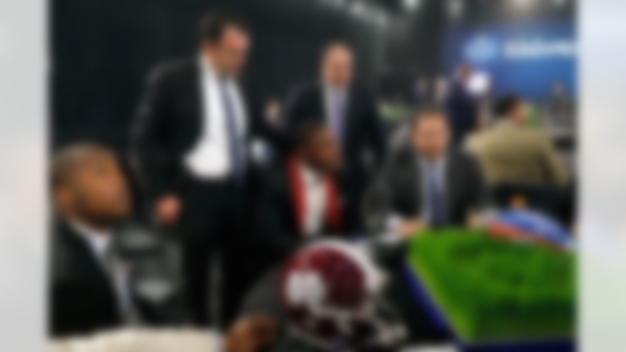 Mississippi State defensive tackle Chris Jones celebrates backstage after being selected by the Kansas City Chiefs during the 2016 NFL Draft at the Auditorium Theatre on Thursday, April 28, 2016 in Chicago. (Ben Liebenberg/NFL)