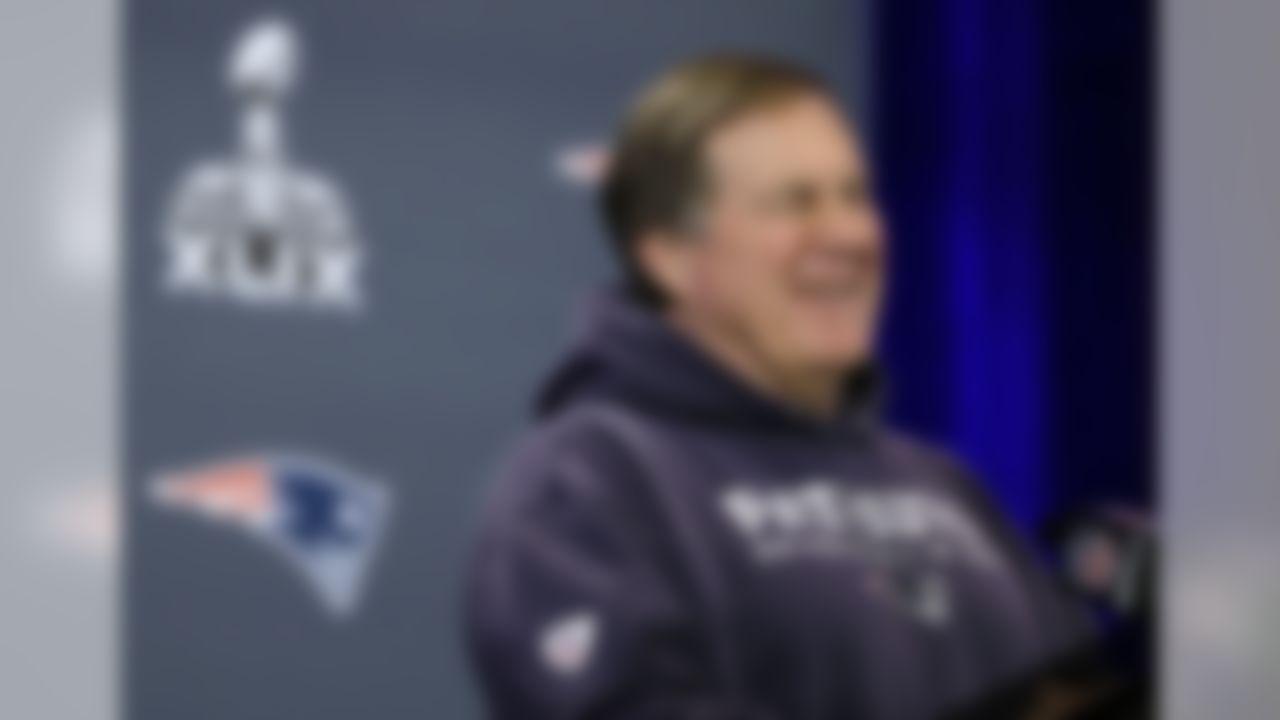 New England Patriots head coach Bill Belichick laughs at a question during a news conference Wednesday, Jan. 28, 2015, in Chandler, Ariz. The Patriots play the Seattle Seahawks in NFL football Super Bowl XLIX Sunday, Feb. 1, in Phoenix. (AP Photo/Mark Humphrey)