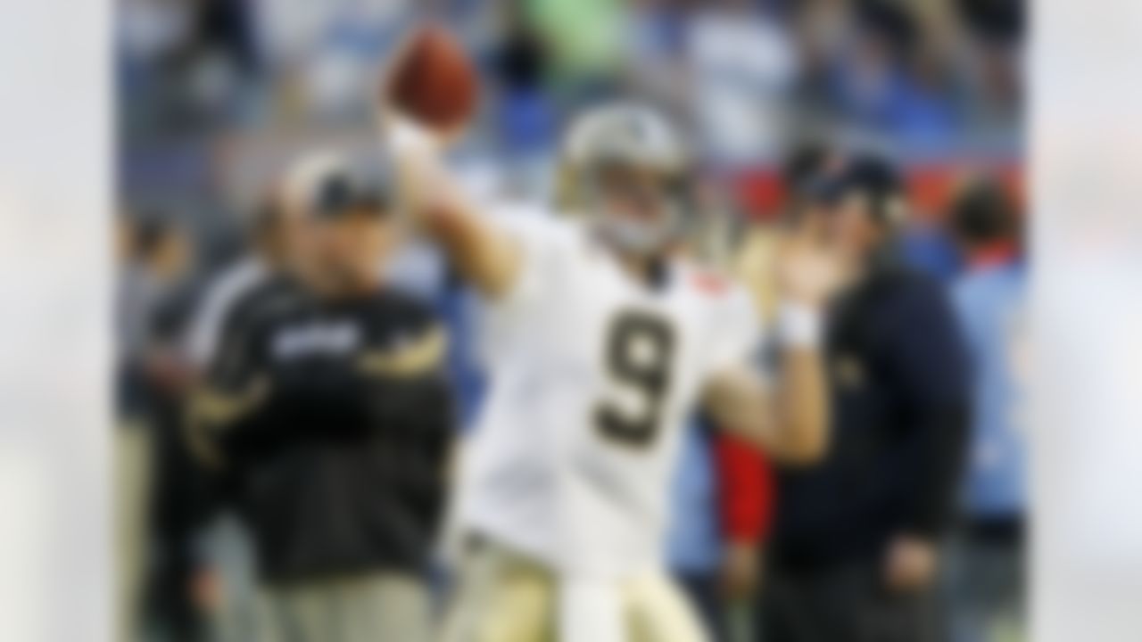 New Orleans Saints quarterback Drew Brees warms up prior to Super Bowl XLIV at Sun Life Stadium in Miami Gardens, Fla. on Feb. 7, 2010. (Ben Liebenberg/NFL.com)