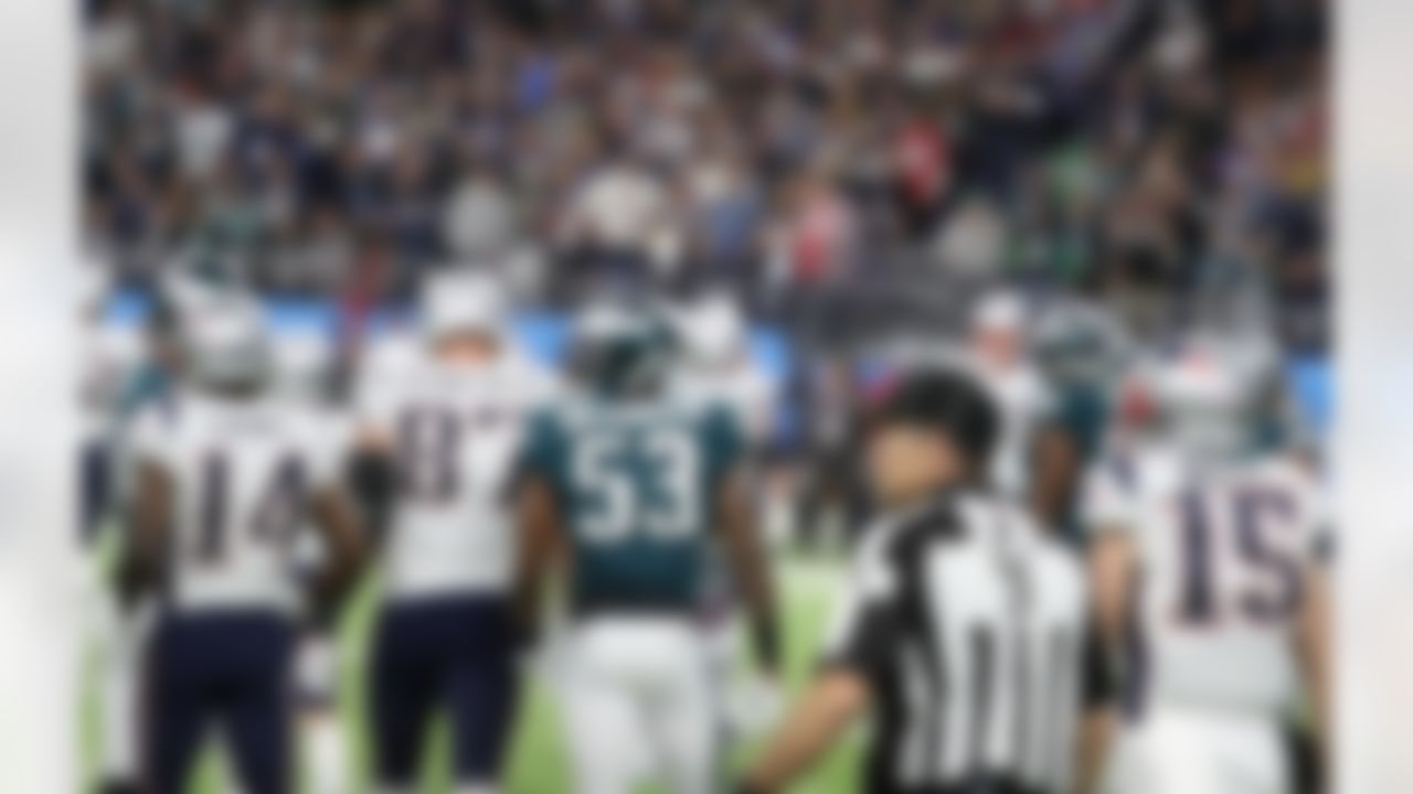 A referee looks on during the NFL Super Bowl LII football game between the New England Patriots and Philadelphia Eagles on Sunday, Feb. 4, 2018 in Minneapolis, Minn.