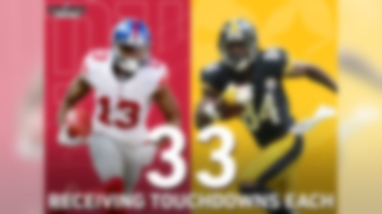 Odell Beckham Jr. and Antonio Brown are tied for the most receiving touchdowns in the NFL since 2014 (33 apiece) and have extremely similar career numbers as a starter. Beckham has averaged 10.6 targets and 98.0 receiving yards per game. Brown has averaged 10.7 targets and 97.7 receiving yards per game.