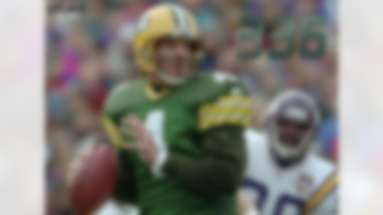 Brett Favre also owns the record for most career interceptions (336). Aaron Rodgers would have to throw 20 interceptions per season for the next 14 seasons to top Favre's total. Rodgers single-season high in interceptions is 13 (in 2008).