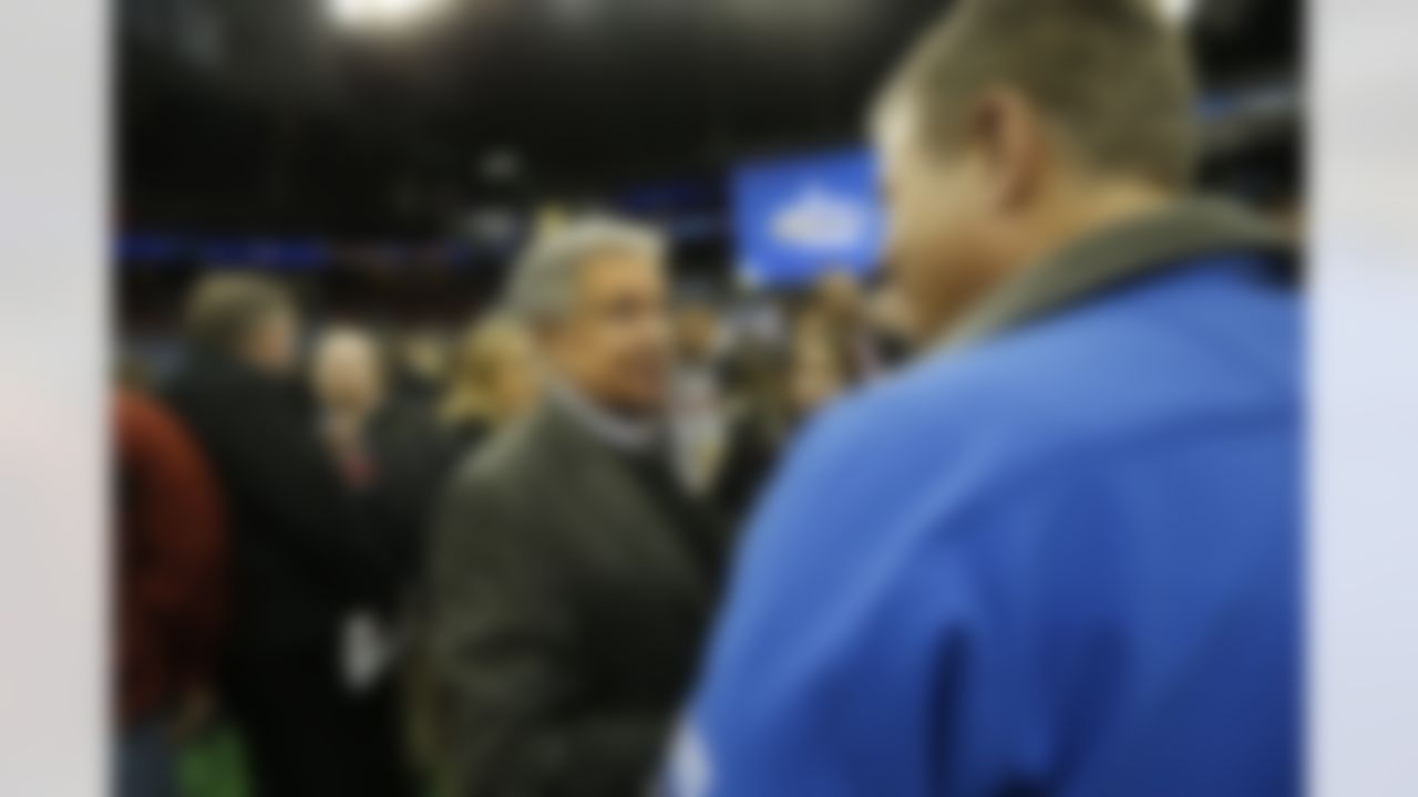 Regis Philbin interviews players during the Super Bowl XLVIII Media Day at the Prudential Center on Tuesday, January 28, 2014 in Newark, NJ. (Perry Knotts/NFL)