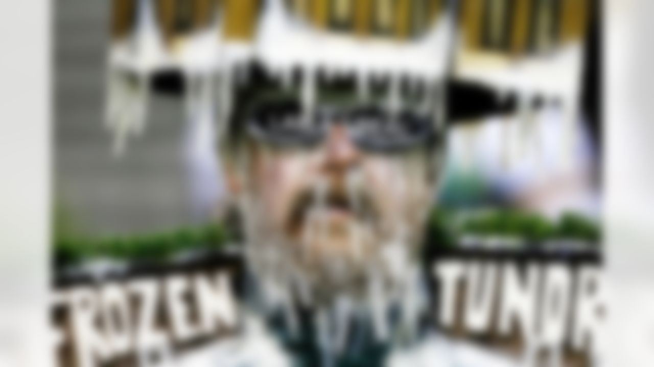 A fan wears a frozen tundra costume before an NFL football game between the Green Bay Packers and the Detroit Lions Sunday, Dec. 9, 2012, in Green Bay, Wis. (AP Photo/Jeffrey Phelps)