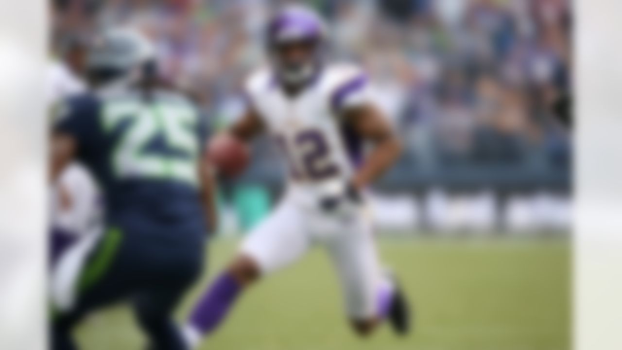 Minnesota Vikings wide receiver Percy Harvin (12) runs on the field during an NFL football game between the Seattle Seahawks and the Minnesota Vikings in Seattle, WA Sunday, November 4, 2012. (AP Photo/Tom Hauck)