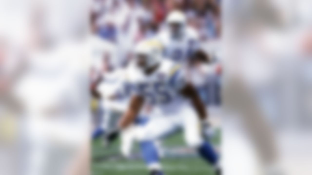 San Diego Chargers linebacker Junior Seau #55 in the backfield during a game circa 1994. (Four Seam Images via AP Images)