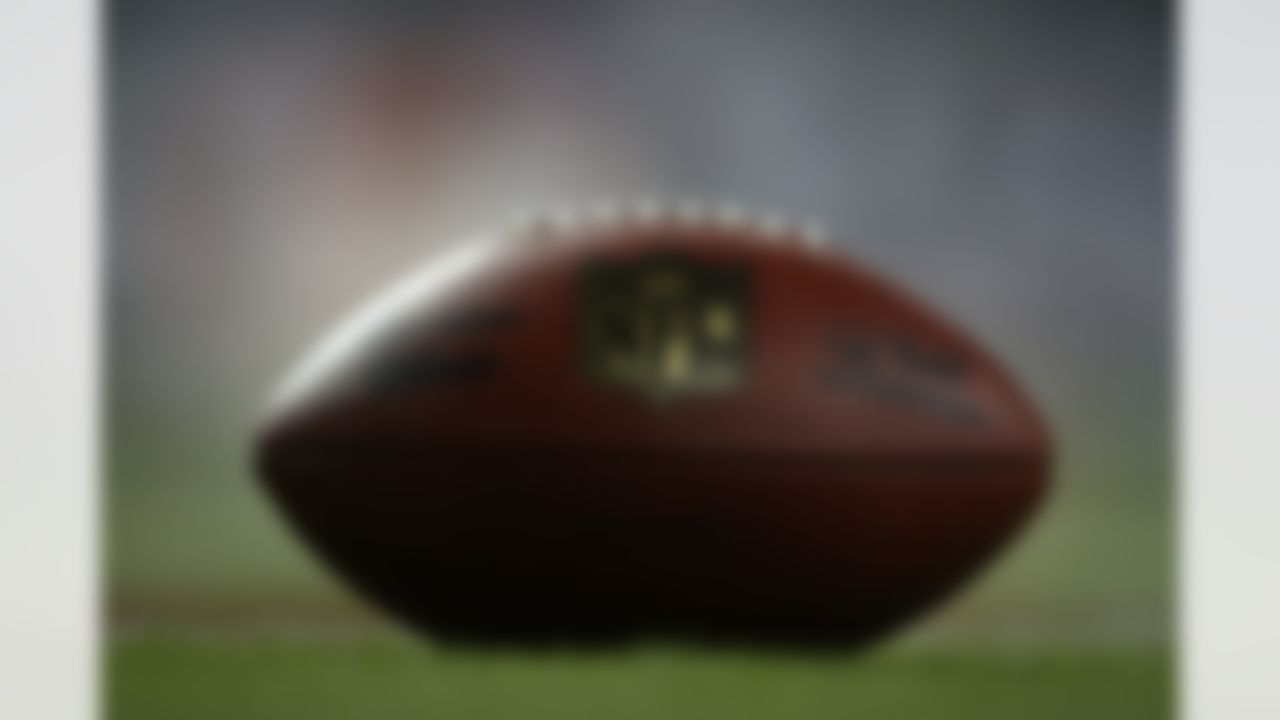 A NFL football on the field during warmups at the Georgia Dome in Atlanta, Georgia on November 22, 2007. (Photo by Jeff Lewis / Sharp Shot)