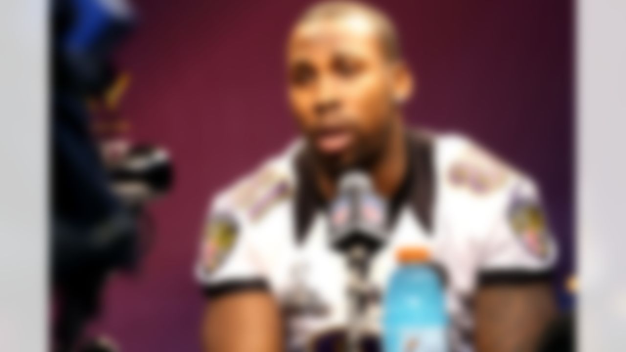 Baltimore Ravens wide receiver Anquan Boldin? during the Super Bowl XLVII Media Day at the Superdome on Tuesday, January 29, 2013 in New Orleans, LA. (Ben Liebenberg/NFL)
