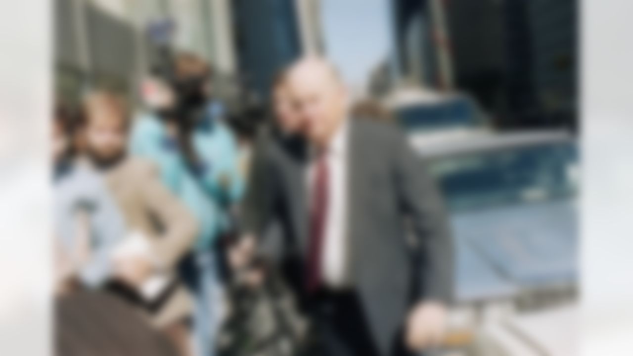 President of the Dallas Cowboys Tex Schramm arrives for a meeting of the National Football League Management Council in New York, Oct. 13, 1987. (AP Photo/G. Paul Burnett)