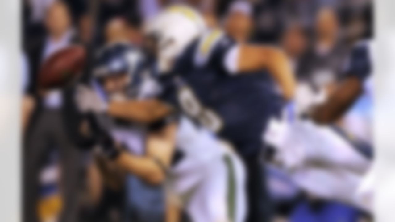 Seattle Seahawks cornerback Jesse Hoffman, left, breaks up a pass intended for San Diego Chargers wide receiver Cameron Kenney in the end zone during the fourth quarter of a preseason NFL football game, Thursday, Aug. 11, 2011, in San Diego. The Seahawks won 24-17. (AP Photo/Mark J. Terrill)
