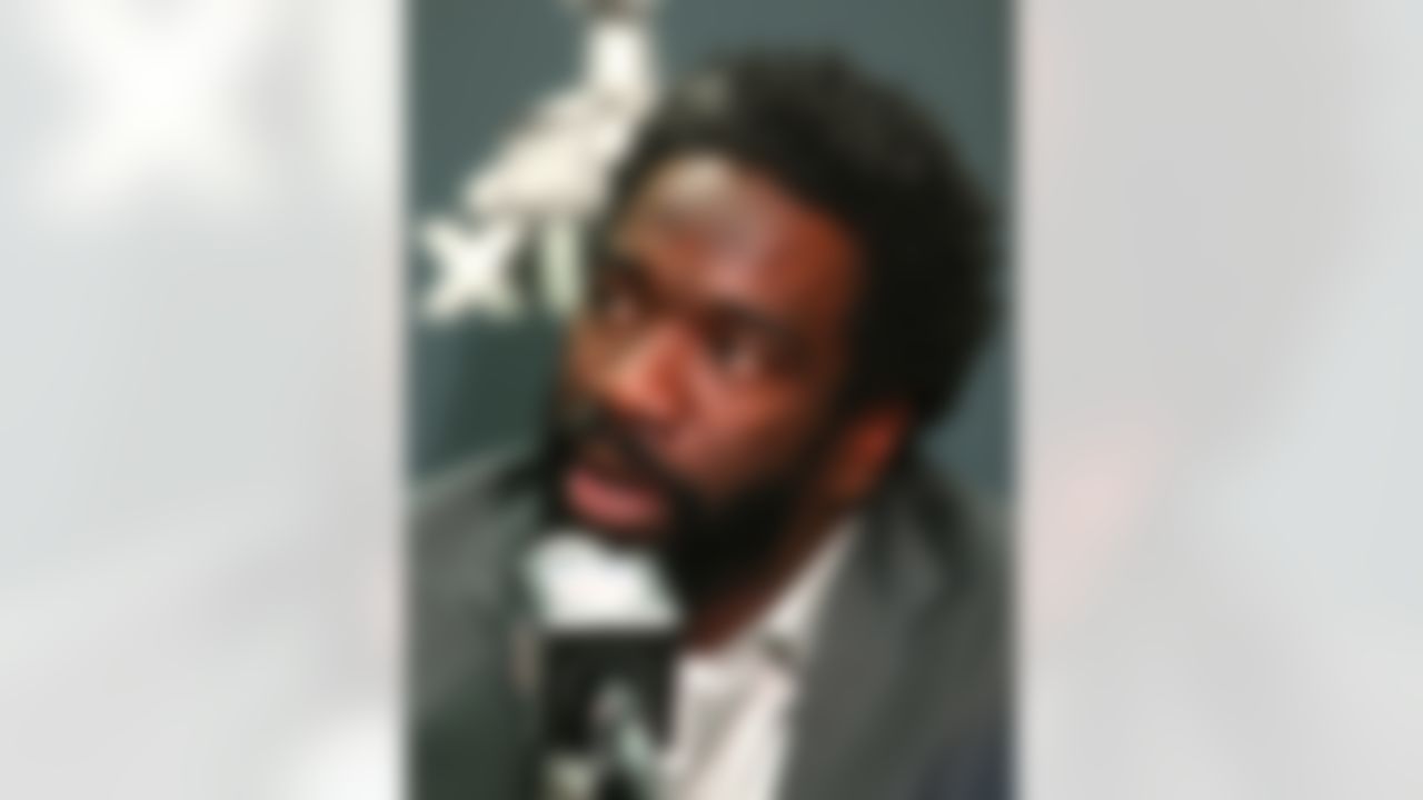 Baltimore Ravens safety Ed Reed speaks to the media during the arrivals press conference at the Hilton New Orleans Riverside on Monday, January 28, 2013 in New Orleans, LA. The Ravens will face the San Francisco 49ers in the NFL Super Bowl XLVII football game on Feb. 3. (Ben Liebenberg/NFL)