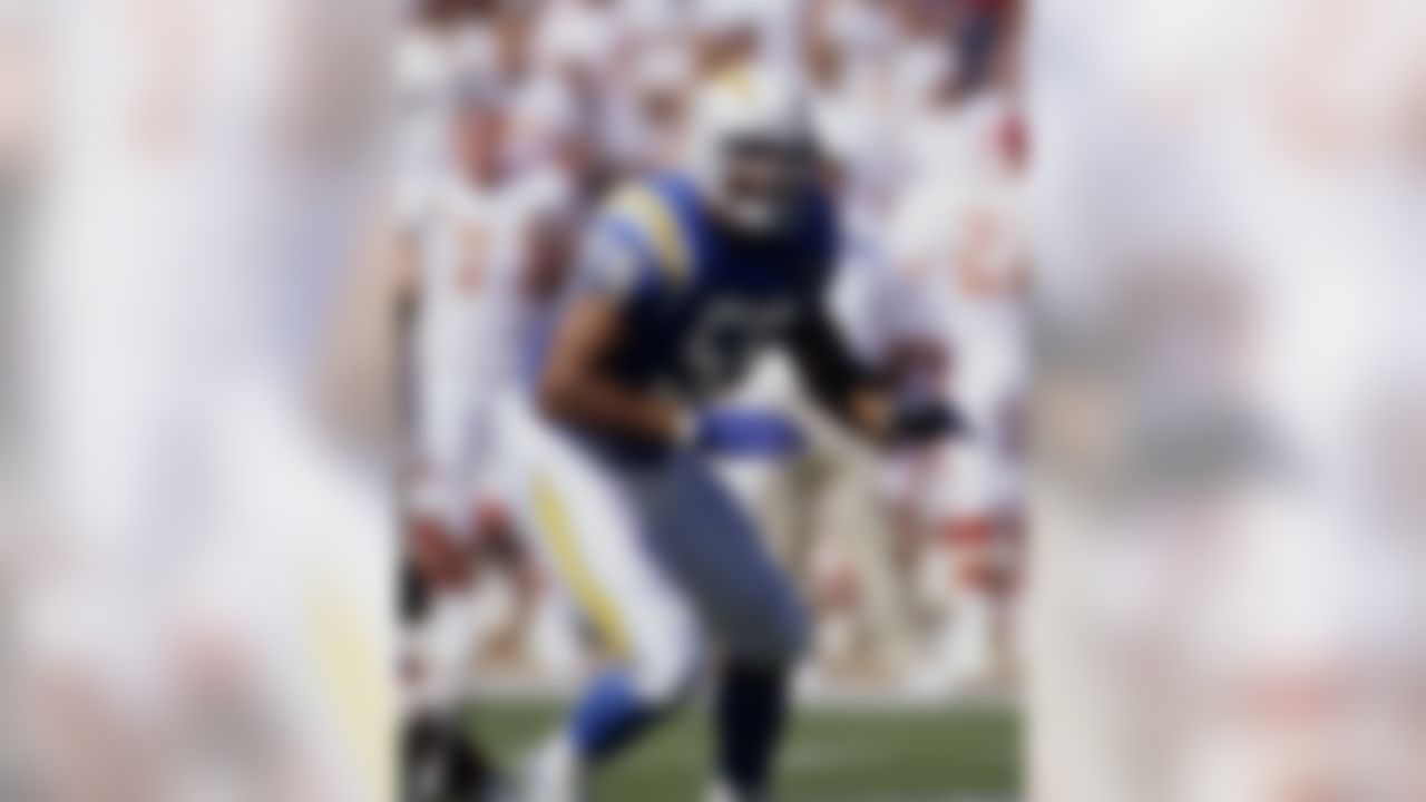 San Diego Chargers linebacker Junior Seau (55) during an NFL game against the Kansas City Chiefs on October 9, 1994, at Qualcomm Stadium in San Diego, California. The Chargers defeated the Chiefs 20-6. (AP Photo/Kevin Terrell)