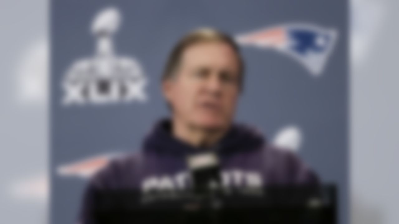 New England Patriots head coach Bill Belichick answers questions during a news conference Thursday, Jan. 29, 2015, in Chandler, Ariz. The Patriots play the Seattle Seahawks in NFL football Super Bowl XLIX Sunday, Feb. 1. (AP Photo/Mark Humphrey)