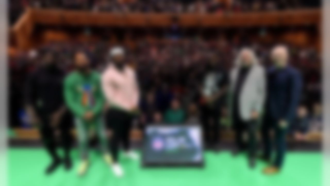 24 March 2018; (L-R) Jay Ajayi of the Philadelphia Eagles, Earl Thomas of the Seattle Seahawks, Landon Collins of the New York Giants, Alex Collins of the Baltimore Ravens, former coach Rob Ryan and MC Neil Reynolds at the NFL Live event, presented by Subway, took place this evening (Saturday, 24th March) at Dublin's Convention Centre.