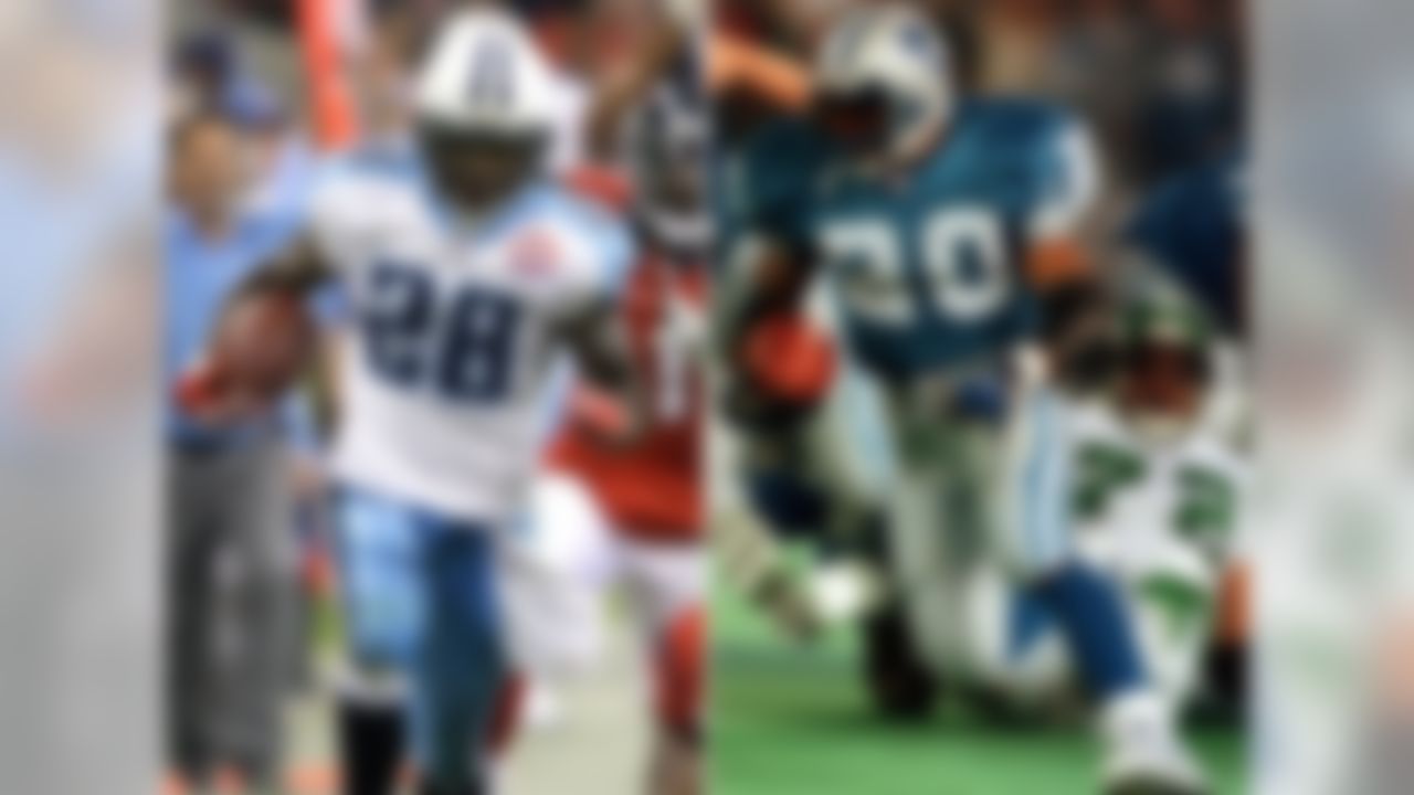 In only his second season, Chris Johnson broke the heralded 2,000-yard mark, rushing for 2,006 yards. As if earning the nickname CJ2K wasn't awesome enough, Johnson also broke Marshall Faulk's single-season record for yards from scrimmage, finishing with 2,509 scrimmage yards. His average of 156.8 scrimmage yards per game in 2009 is third-best in NFL history, but the most by any player during a 2,000-yard rushing season. Johnson ended the season with 11 straight 100-yard games, the second-longest in-season streak of all time, behind only Barry Sanders -- who topped the century mark 14 times during his 2,053 yard rushing season of 1997.